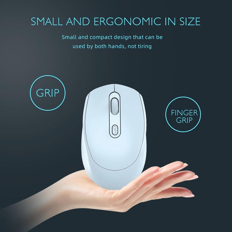 ONEUP Wireless Mouse, 2.4G, Silent, USB Nano Receiver for Laptop, Chromebook, PC, Mac, Windows and School Work (Blue) - Image 2